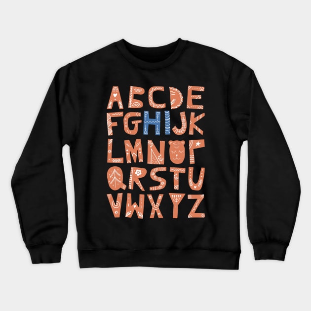 Alphabet says "Hi" (orange and blue) Crewneck Sweatshirt by Ofeefee